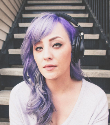 Ash with purple hair